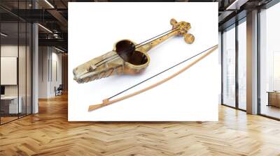 Kazakh national string instrument kyl-kobyz with bow isolated on white background Wall mural