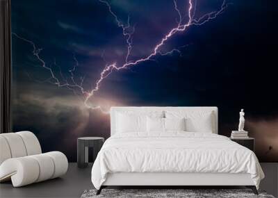 lightning in the night sky Wall mural