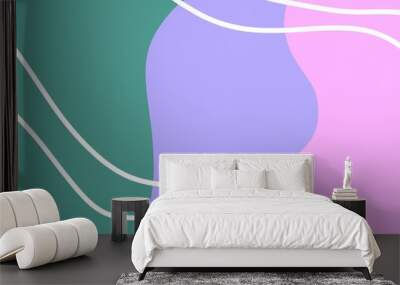 simple soft flat backgrounds and textures with colorful abstract art creations, minimalist design with aesthetic wavy abstract organic shapes. retro psychedelic style and Groovy hippie 90s background Wall mural