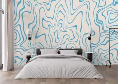 White topographic backgrounds and textures with abstract art creations, random blue waves line background Wall mural