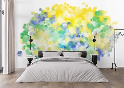 Yellow green blue watercolor Brazil backgrounds and textures with colorful abstract art creations. Smoke or cloud texture. PNG transparent available. Wall mural