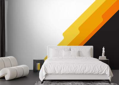 Abstract background with yellow and orange diagonal stripes on black and white background Wall mural