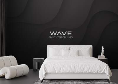 Abstract black wave background. Dynamic shape composition. Vector dark background for presentation Wall mural