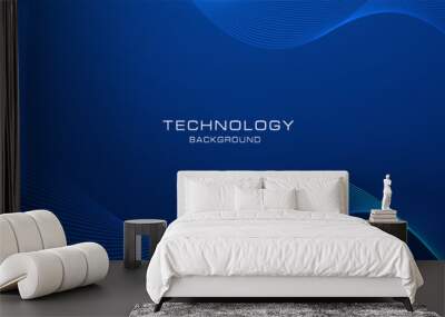 Abstract blue background with flowing lines for technology concept. Dynamic waves. vector illustration. Wall mural