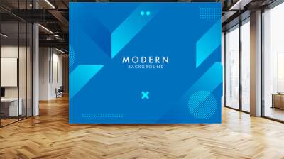 Abstract blue geometric background with line and dot element. vector illustration Wall mural