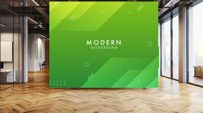 abstract green banner background with geometric element and dot halftone. vector illustration Wall mural