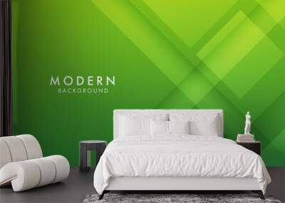 abstract green geometric banner background with diagonal stripes and shadow. vector illustration Wall mural