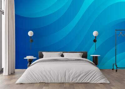 Abstract minimal background with blue waves Wall mural