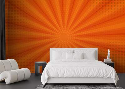 Abstract orange background with halftones. Vector comic art backdrop illustrations Wall mural