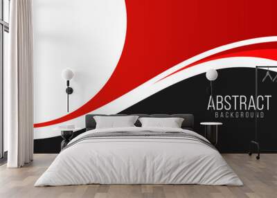 Abstract red and black wavy background with dynamic curve for business concept. Wall mural