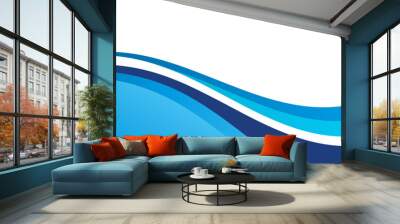 Blue and white business wave banner background Wall mural