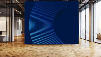 blue background with curved and overlapping blue gradient lines Wall mural