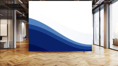 Blue business wave banner on white background Wall mural