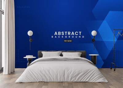 Blue technology concept background with hexagonal elements for website Wall mural