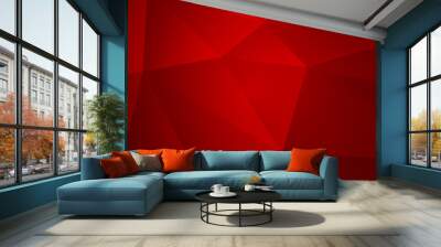 Dark red low poly vector design background Wall mural