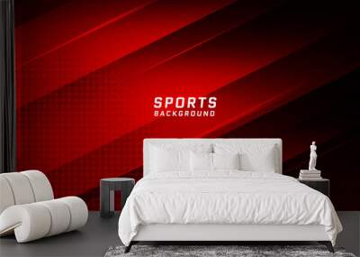 dark red sport background with abstract geometric shape and halftone Wall mural