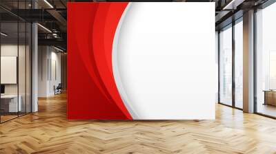 Red and white background with dynamic curves Wall mural