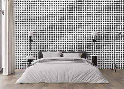 White background with black round halftone design forming dynamic waves Wall mural