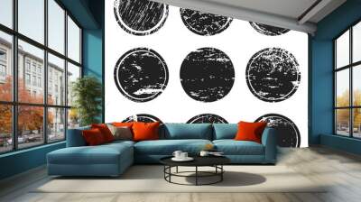 Black grunge texture circles Wall mural