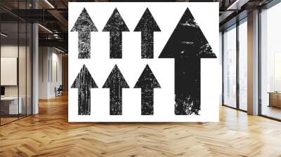 Set of black grunge texture arrrows Wall mural