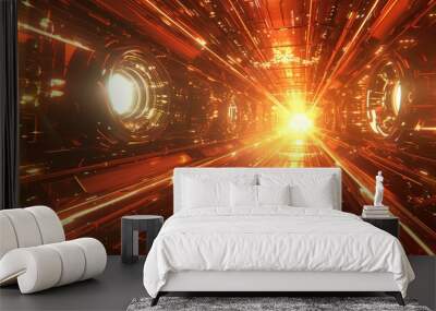 Sci-fi glowing future hyperspace tunnel Wall mural