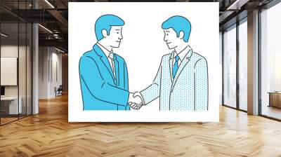 A business person shaking hands with a business partner. The Illustration material of a business professional engaging in a handshake with a valued trading partner. 握手をするビジネスパーソンのイラスト素材 Wall mural