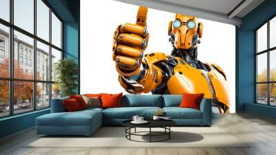 A robot, cyber giving thumbs up isolated on white and transparent background, created with Generative AI technology Wall mural