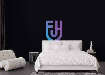 FJH letter gradiant with typography brand logo design, fjh lettering, fjh logo, fjh icon  Wall mural