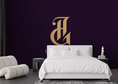 GH modern typography luxury logo design, gh luxury logo, gh lettering, gh golden logo Wall mural