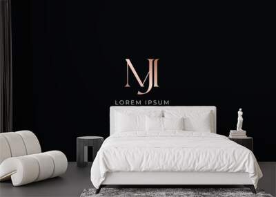 mji letter modern luxury style fashion brand luxury style design modern style creative golden wordmark design typography illustration, mj wordmark, mji logo Wall mural