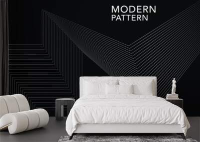 modern 3D abstract shape technology pattern design black & white illustration Wall mural