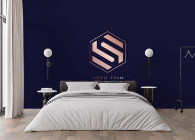 s geometric letter fashion brand design line style creative golden wordmark design typography illustration, s line logo Wall mural