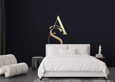 sa letter modern golden wordmark design typography illustration, s golden elegant company logo Wall mural