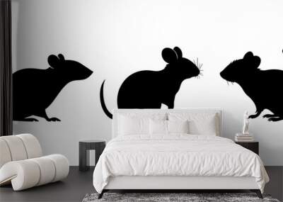 Black mouse vector, mouse silhouette isolated on white background Wall mural