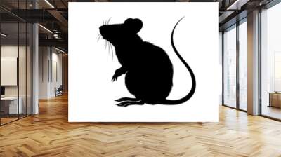 Black mouse vector, rat silhouette isolated on white background	
 Wall mural