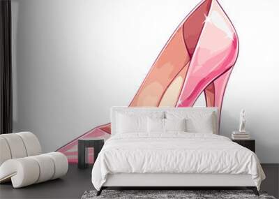 Pink heel shoe female icon vector illustration isolated on white background trend fashion design pink style Wall mural