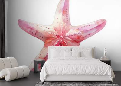 Pink starfish vector illustration Oceanic wildlife art Exotic reef animals Watercolor fish Marine decoration Nautical design Clipart for design logo or decoration sea star Wall mural