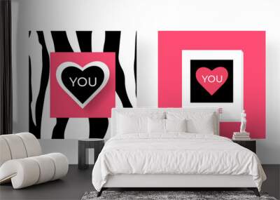 Vector set valentines day card I love you so much with heart soft pink. All you need is love. Cute love illustration Wall mural