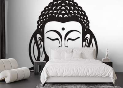 Vector silhouette of Buddha line drawing. Sketch of meditating buddah statue. Vector illustration isolated on white keep calm	 Wall mural