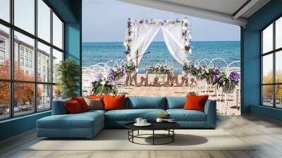 Wedding setup on beach Wall mural