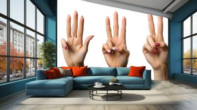 finger symbols from one to five isolated on transparent background, generative ai Wall mural