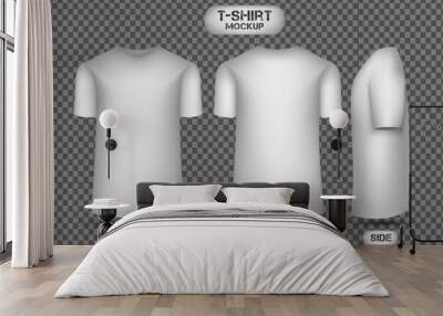 plain white t-shirt design, with front, back and side view, 3d style t-shirt mockup vector Wall mural