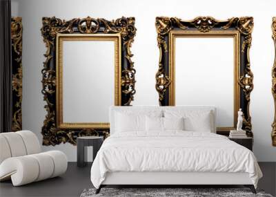 set of vintage and elegant black gold square frame elements, generative ai Wall mural