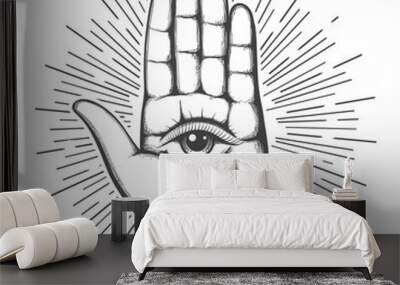 Human Palm with All seeing Eye Esoteric Tattoo Wall mural