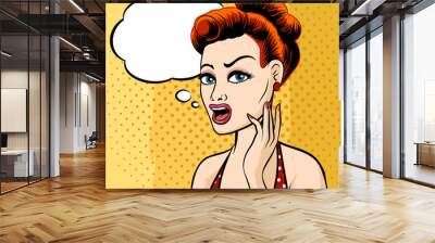 Woman Face with Speech Bubble Wall mural