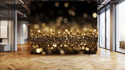 background of abstract glitter lights. gold and black. de focused. banner Wall mural