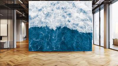 Dark blue ocean wave and white foam Wall mural