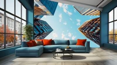 looking up view of tall buildings Wall mural