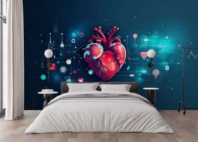 medical health care icon element interactive design innovation concept background. Generation AI Wall mural