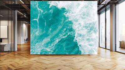 olive green ocean gentle breeze wave during summer tide, abstract sea nature background Wall mural